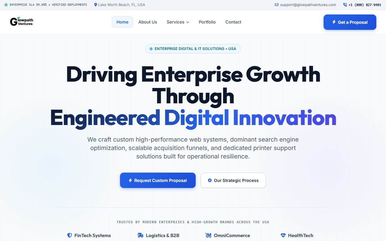 Screenshot of GlowPath Ventures live website